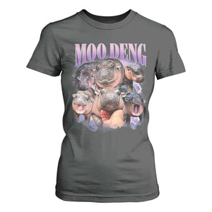 Baby Hippo Moo Deng T Shirt For Women Funny Moo-deng Baby Pygmy Hippopotamus TS02 Dark Heather Print Your Wear