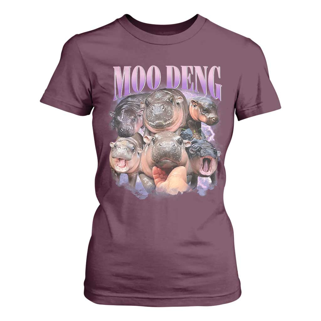 Baby Hippo Moo Deng T Shirt For Women Funny Moo-deng Baby Pygmy Hippopotamus TS02 Dark Forest Green Print Your Wear
