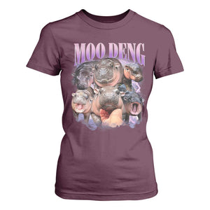 Baby Hippo Moo Deng T Shirt For Women Funny Moo-deng Baby Pygmy Hippopotamus TS02 Dark Forest Green Print Your Wear