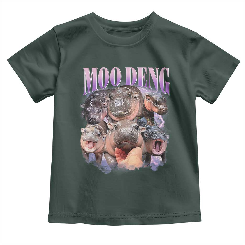 Baby Hippo Moo Deng Toddler T Shirt Funny Moo-deng Baby Pygmy Hippopotamus TS02 Dark Forest Green Print Your Wear