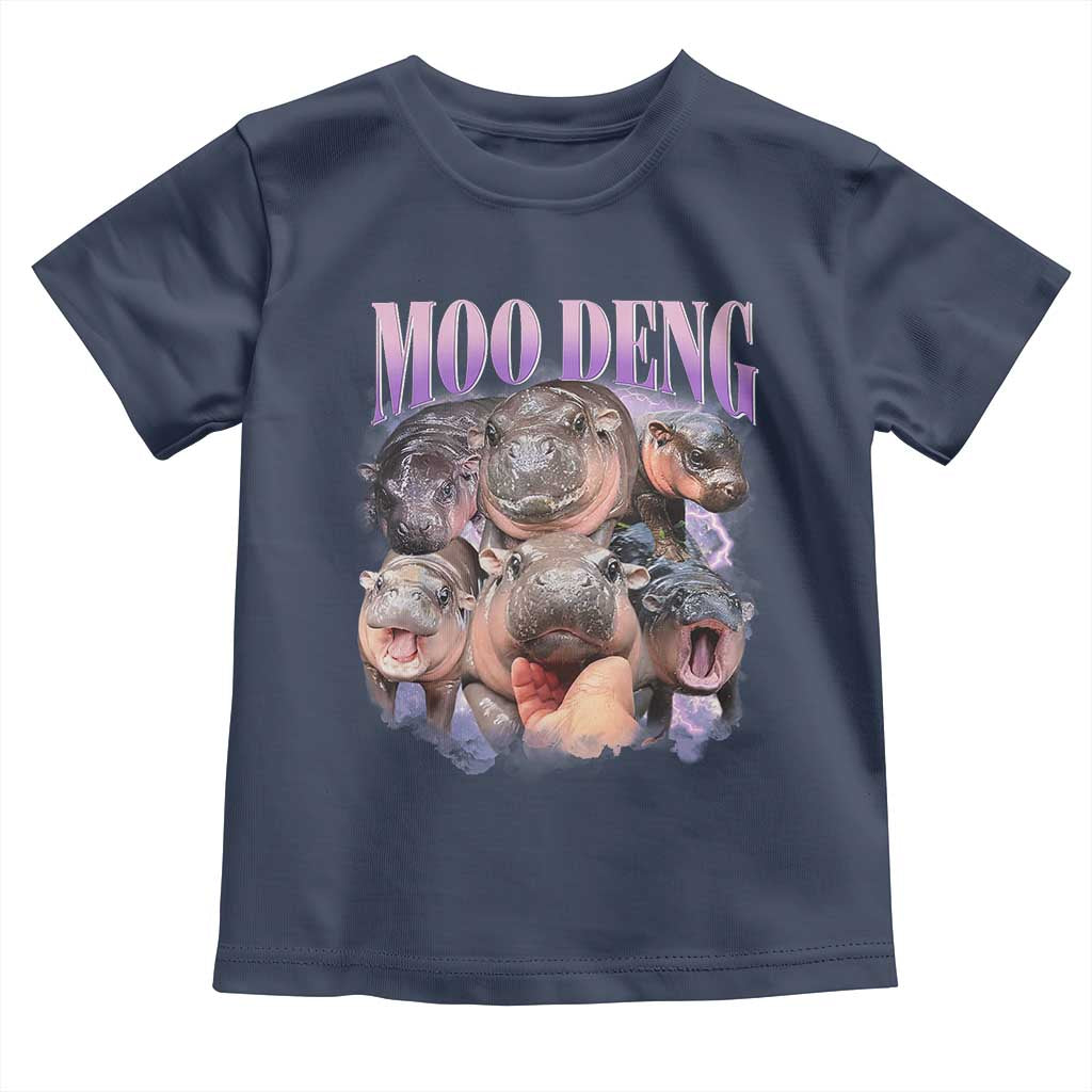 Baby Hippo Moo Deng Toddler T Shirt Funny Moo-deng Baby Pygmy Hippopotamus TS02 Navy Print Your Wear