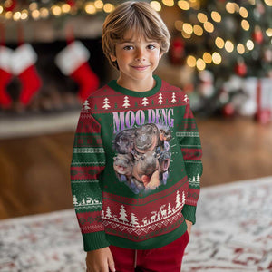 Baby Hippo Moo Deng Ugly Christmas Sweater Funny Moo-deng Baby Pygmy Hippopotamus TS02 Christmas Print Your Wear
