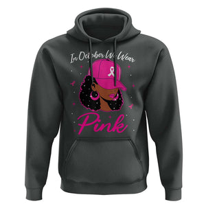 Breast Cancer Awareness Hoodie In October We Wear Pink Afro Girl TS02 Dark Heather Print Your Wear