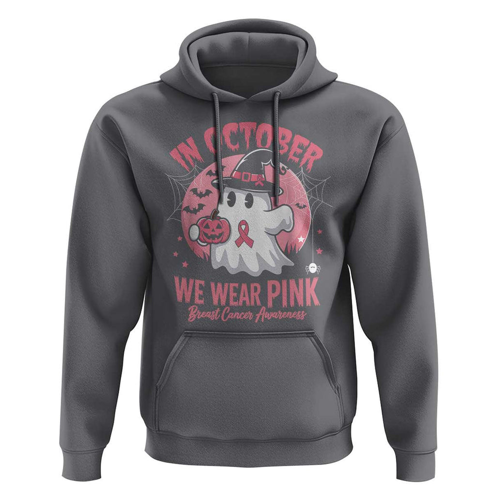 Halloween Breast Cancer Awareness Hoodie In October We Wear Pink Cute Boo Sheet TS02 Charcoal Print Your Wear