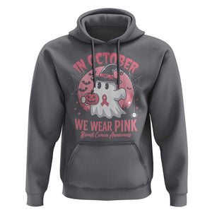Halloween Breast Cancer Awareness Hoodie In October We Wear Pink Cute Boo Sheet TS02 Charcoal Print Your Wear