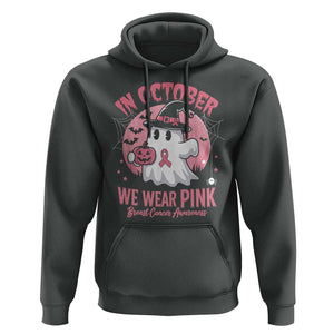 Halloween Breast Cancer Awareness Hoodie In October We Wear Pink Cute Boo Sheet TS02 Dark Heather Print Your Wear