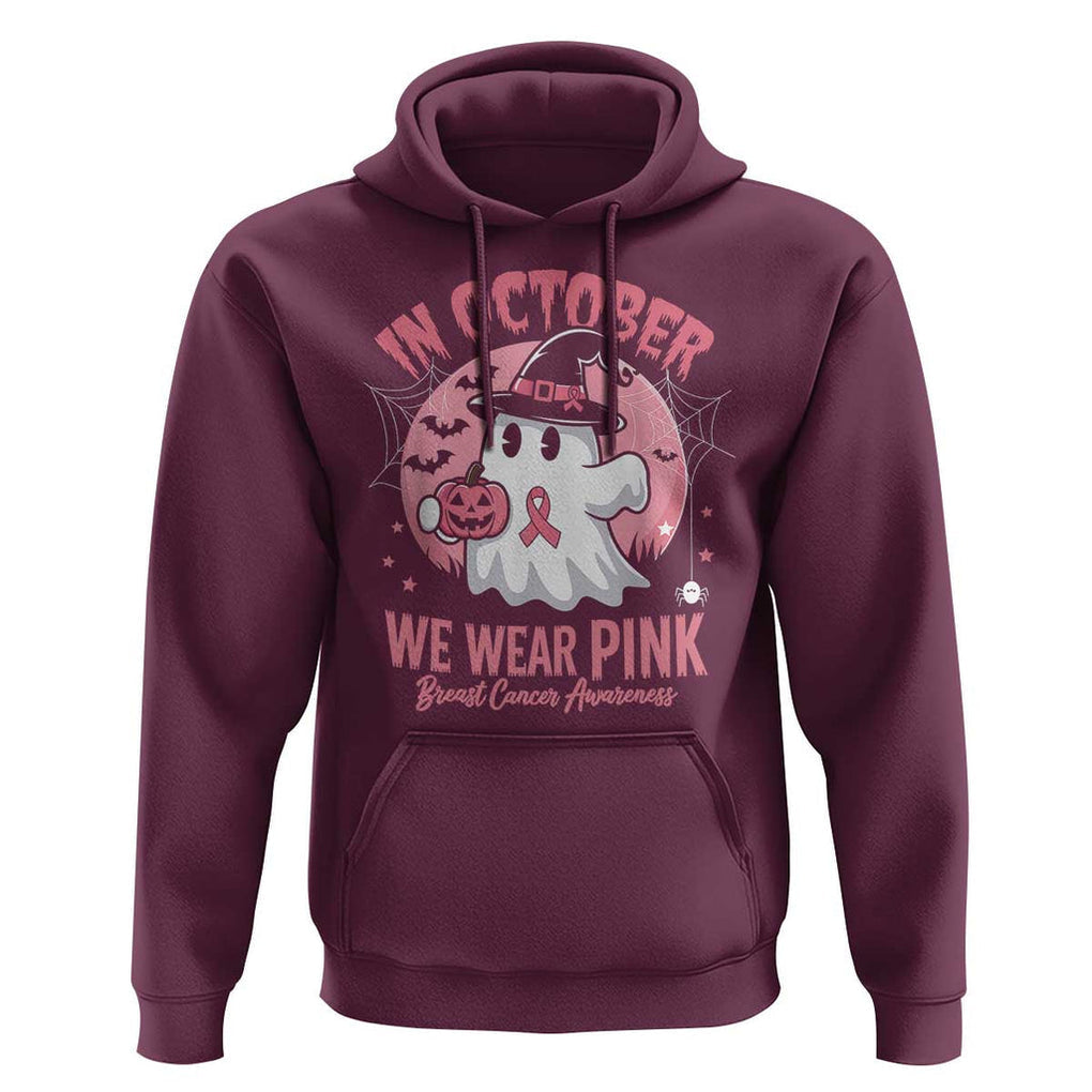 Halloween Breast Cancer Awareness Hoodie In October We Wear Pink Cute Boo Sheet TS02 Maroon Print Your Wear