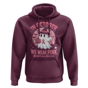 Halloween Breast Cancer Awareness Hoodie In October We Wear Pink Cute Boo Sheet TS02 Maroon Print Your Wear