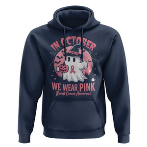 Halloween Breast Cancer Awareness Hoodie In October We Wear Pink Cute Boo Sheet TS02 Navy Print Your Wear