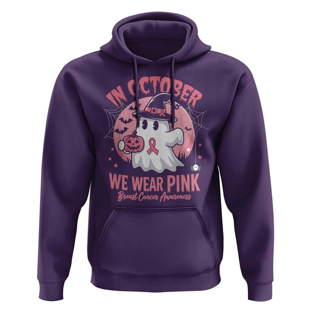 Halloween Breast Cancer Awareness Hoodie In October We Wear Pink Cute Boo Sheet TS02 Purple Print Your Wear