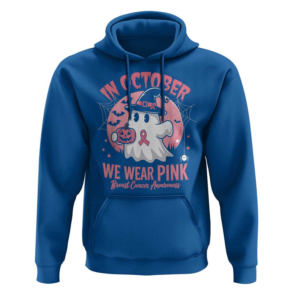 Halloween Breast Cancer Awareness Hoodie In October We Wear Pink Cute Boo Sheet TS02 Royal Blue Print Your Wear