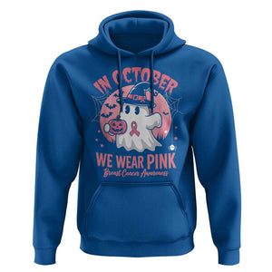 Halloween Breast Cancer Awareness Hoodie In October We Wear Pink Cute Boo Sheet TS02 Royal Blue Print Your Wear