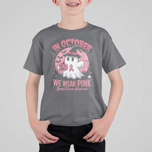 Halloween Breast Cancer Awareness T Shirt For Kid In October We Wear Pink Cute Boo Sheet TS02 Charcoal Print Your Wear