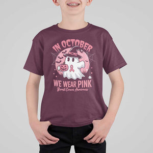 Halloween Breast Cancer Awareness T Shirt For Kid In October We Wear Pink Cute Boo Sheet TS02 Maroon Print Your Wear