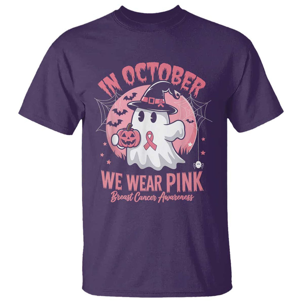 Halloween Breast Cancer Awareness T Shirt In October We Wear Pink Cute Boo Sheet TS02 Purple Print Your Wear