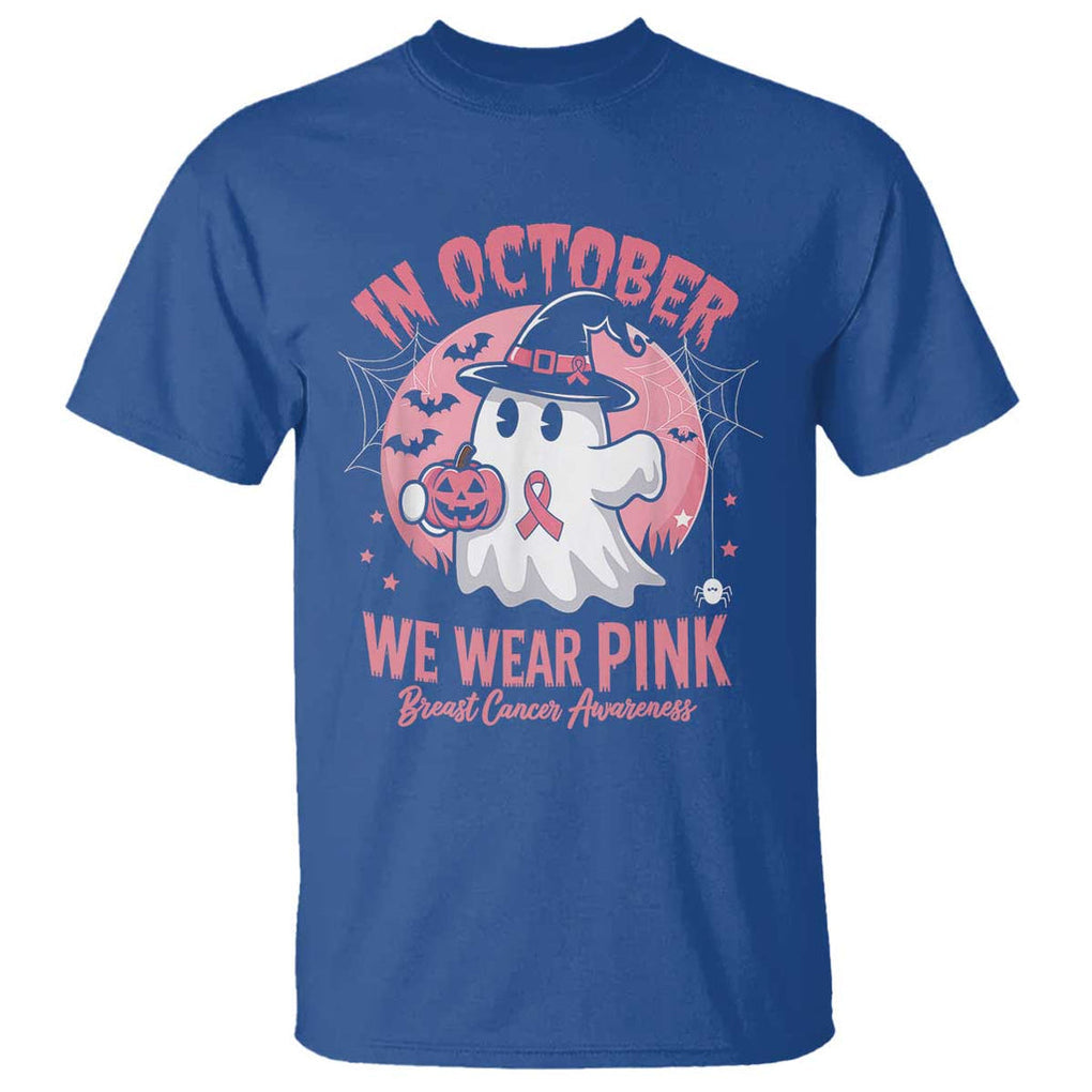 Halloween Breast Cancer Awareness T Shirt In October We Wear Pink Cute Boo Sheet TS02 Royal Blue Print Your Wear