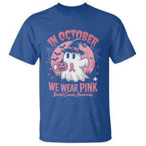 Halloween Breast Cancer Awareness T Shirt In October We Wear Pink Cute Boo Sheet TS02 Royal Blue Print Your Wear