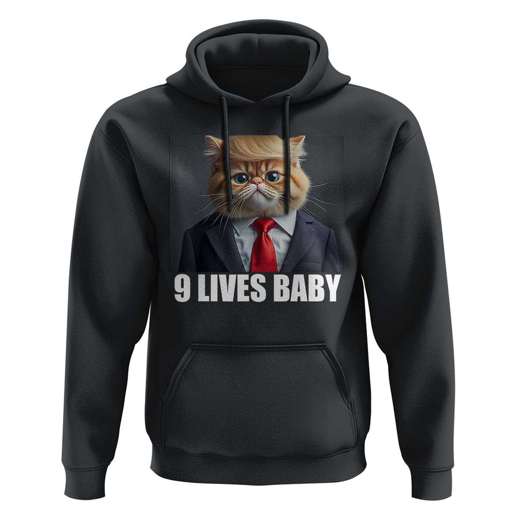 Funny Cat Trump 2024 Hoodie 9 Lives Baby TS02 Black Print Your Wear