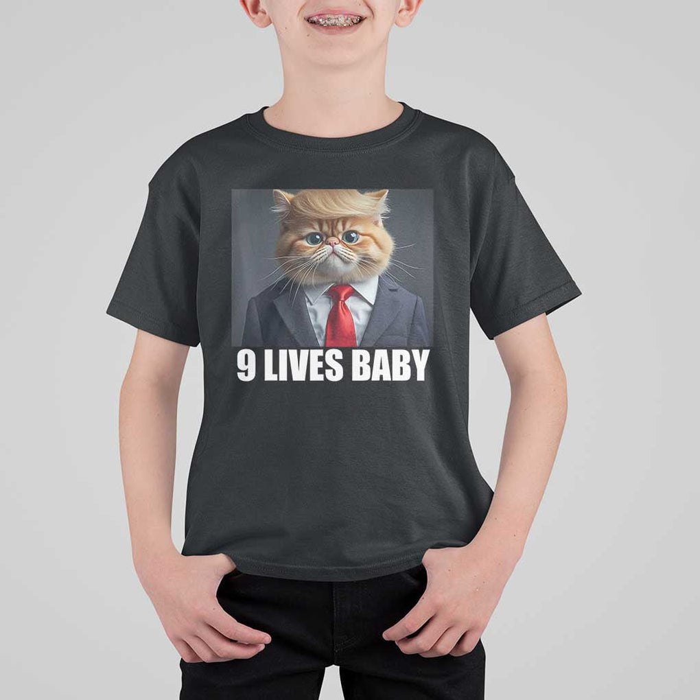 Funny Cat Trump 2024 T Shirt For Kid 9 Lives Baby TS02 Black Print Your Wear