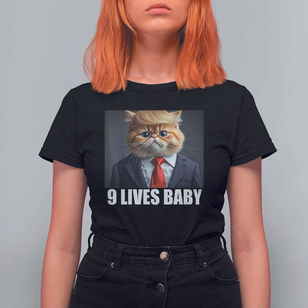 Funny Cat Trump 2024 T Shirt For Women 9 Lives Baby TS02 Black Print Your Wear