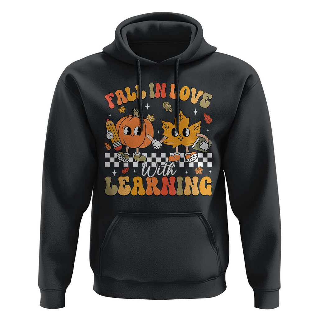 Fall In Love With Learning Hoodie Retro Autumn Pumpkin For Teacher Student TS02 Black Print Your Wear