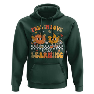 Fall In Love With Learning Hoodie Retro Autumn Pumpkin For Teacher Student TS02 Dark Forest Green Print Your Wear