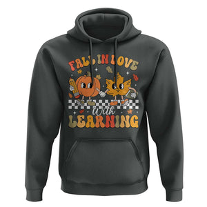Fall In Love With Learning Hoodie Retro Autumn Pumpkin For Teacher Student TS02 Dark Heather Print Your Wear