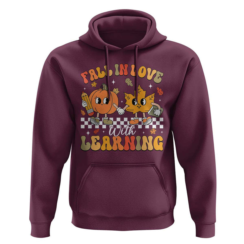 Fall In Love With Learning Hoodie Retro Autumn Pumpkin For Teacher Student TS02 Maroon Print Your Wear