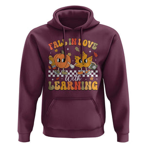 Fall In Love With Learning Hoodie Retro Autumn Pumpkin For Teacher Student TS02 Maroon Print Your Wear
