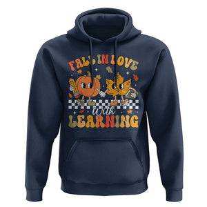 Fall In Love With Learning Hoodie Retro Autumn Pumpkin For Teacher Student TS02 Navy Print Your Wear
