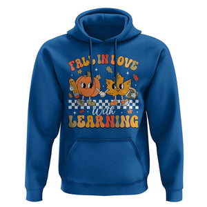 Fall In Love With Learning Hoodie Retro Autumn Pumpkin For Teacher Student TS02 Royal Blue Print Your Wear