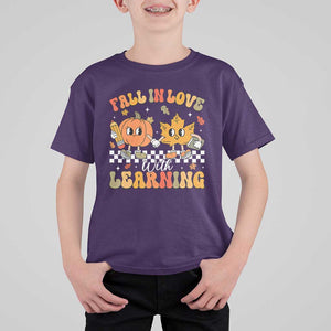Fall In Love With Learning T Shirt For Kid Retro Autumn Pumpkin For Teacher Student TS02 Purple Print Your Wear