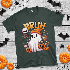 Cute Halloween Ghost Boo Sheet T Shirt Funny Bruh Trick Or Treat Candy TS02 Dark Forest Green Print Your Wear