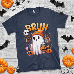 Cute Halloween Ghost Boo Sheet T Shirt Funny Bruh Trick Or Treat Candy TS02 Navy Print Your Wear