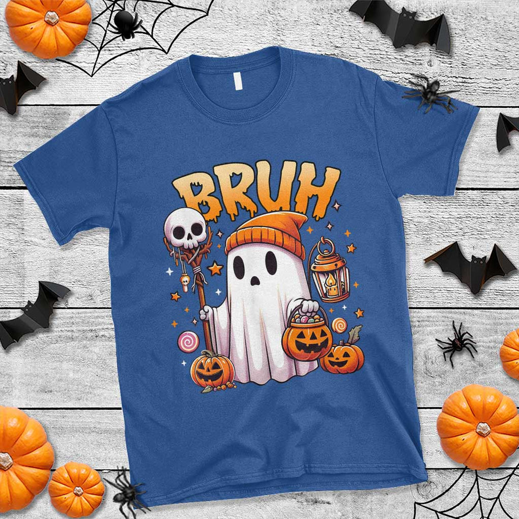 Cute Halloween Ghost Boo Sheet T Shirt Funny Bruh Trick Or Treat Candy TS02 Royal Blue Print Your Wear