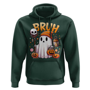 Cute Halloween Ghost Boo Sheet Hoodie Funny Bruh Trick Or Treat Candy TS02 Dark Forest Green Print Your Wear
