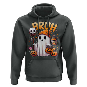 Cute Halloween Ghost Boo Sheet Hoodie Funny Bruh Trick Or Treat Candy TS02 Dark Heather Print Your Wear