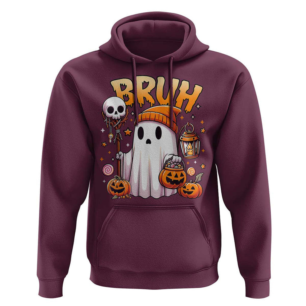 Cute Halloween Ghost Boo Sheet Hoodie Funny Bruh Trick Or Treat Candy TS02 Maroon Print Your Wear