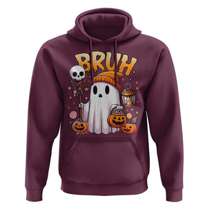 Cute Halloween Ghost Boo Sheet Hoodie Funny Bruh Trick Or Treat Candy TS02 Maroon Print Your Wear