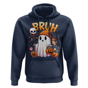 Cute Halloween Ghost Boo Sheet Hoodie Funny Bruh Trick Or Treat Candy TS02 Navy Print Your Wear