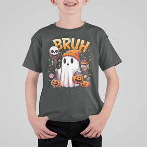 Cute Halloween Ghost Boo Sheet T Shirt For Kid Funny Bruh Trick Or Treat Candy TS02 Dark Heather Print Your Wear