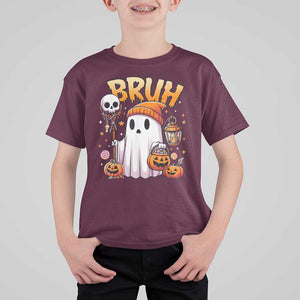Cute Halloween Ghost Boo Sheet T Shirt For Kid Funny Bruh Trick Or Treat Candy TS02 Maroon Print Your Wear