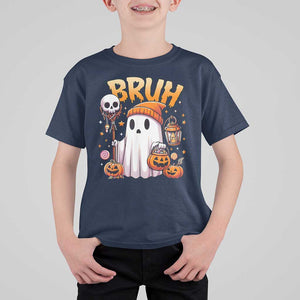 Cute Halloween Ghost Boo Sheet T Shirt For Kid Funny Bruh Trick Or Treat Candy TS02 Navy Print Your Wear
