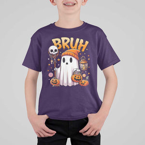 Cute Halloween Ghost Boo Sheet T Shirt For Kid Funny Bruh Trick Or Treat Candy TS02 Purple Print Your Wear