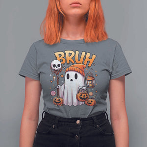 Cute Halloween Ghost Boo Sheet T Shirt For Women Funny Bruh Trick Or Treat Candy TS02 Charcoal Print Your Wear