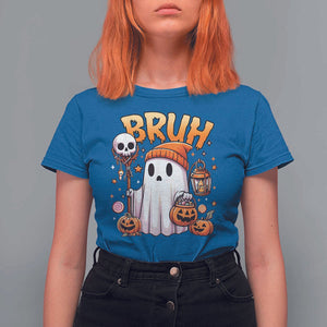 Cute Halloween Ghost Boo Sheet T Shirt For Women Funny Bruh Trick Or Treat Candy TS02 Royal Blue Print Your Wear