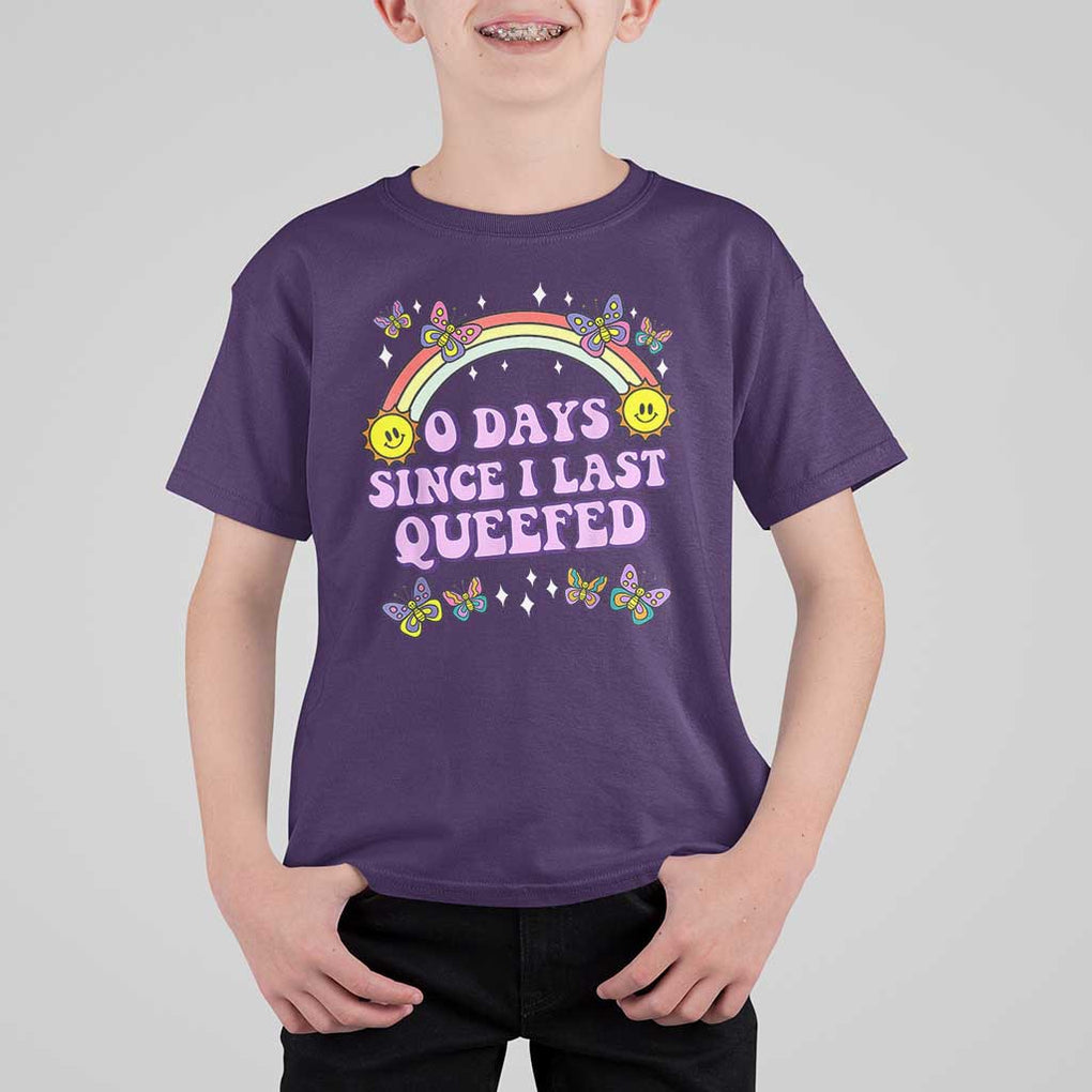 Funny Queef Joke Embarrassing T Shirt For Kid 0 Days Since I Last Queefed TS02 Purple Print Your Wear