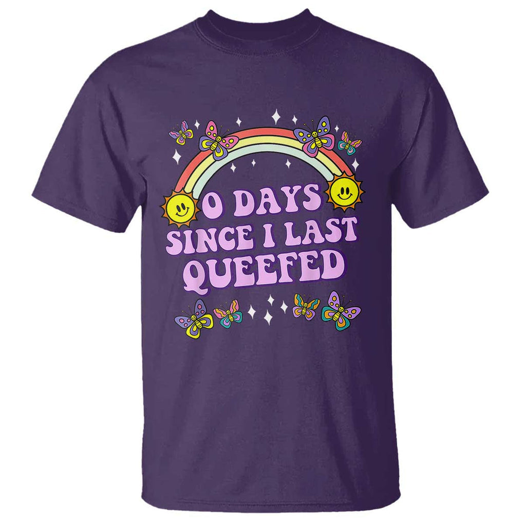 Funny Queef Joke Embarrassing T Shirt 0 Days Since I Last Queefed TS02 Purple Print Your Wear