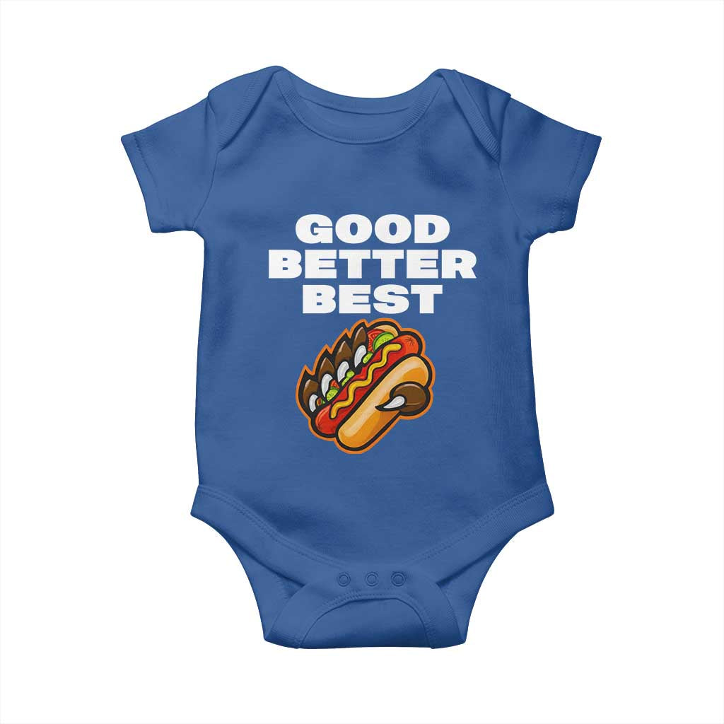 Good Better Best Chicago Football Inspirational Baby Onesie Funny Hot Dog and Claw Graphic TS02 Royal Blue Print Your Wear
