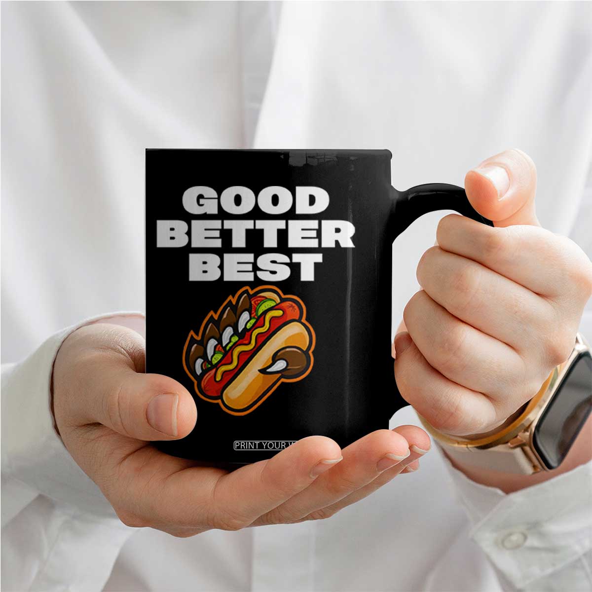 Good Better Best Chicago Football Inspirational Coffee Mug Funny Hot Dog and Claw Graphic TS02 Print Your Wear